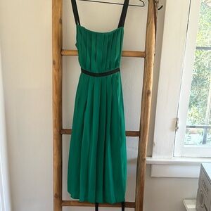 Emerald green pleated dress